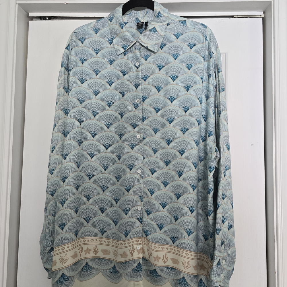 Blue Patterned Women Shirt